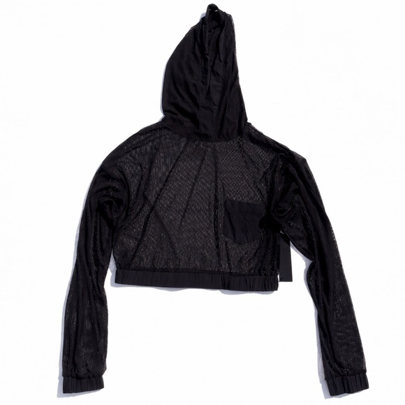 Mono B Tops - Mono B Black Mesh Cropped Hoodie – NWT – Size Medium